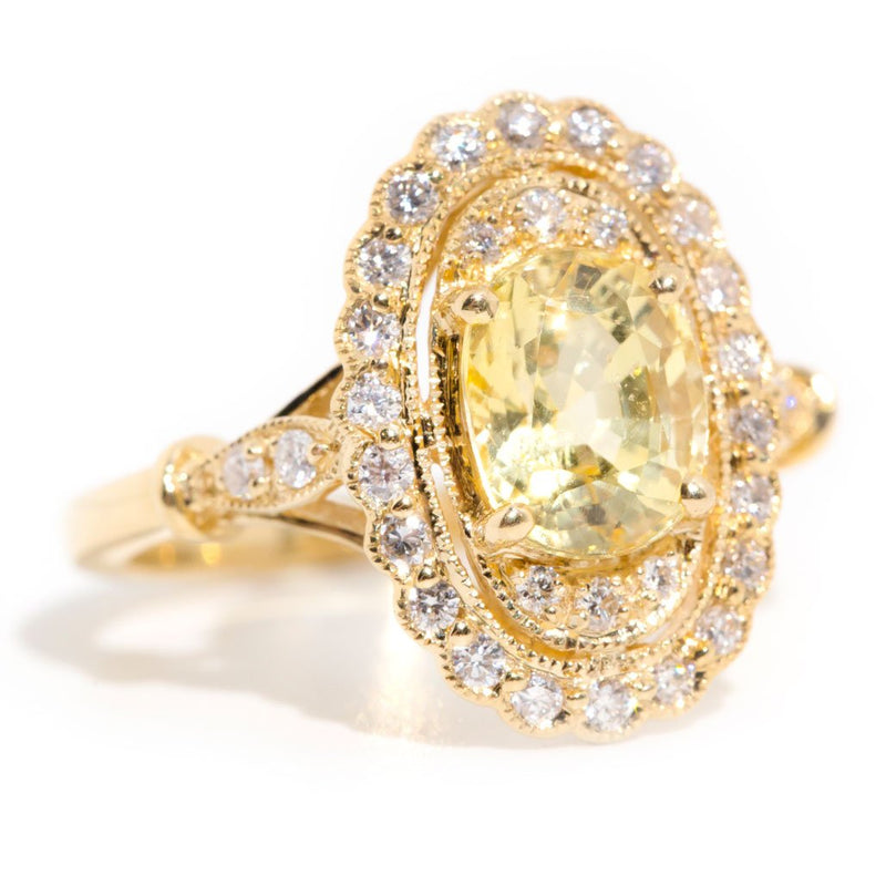 Olympia xxxx Oval Yellow Sapphire and Diamond Halo Ring Rings Imperial Jewellery 