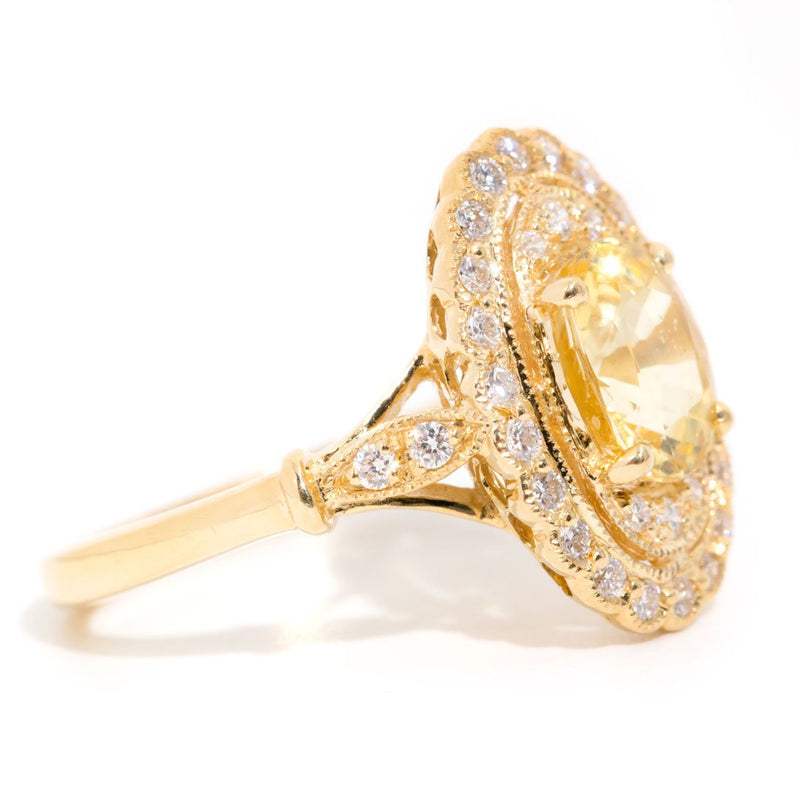 Olympia xxxx Oval Yellow Sapphire and Diamond Halo Ring Rings Imperial Jewellery 