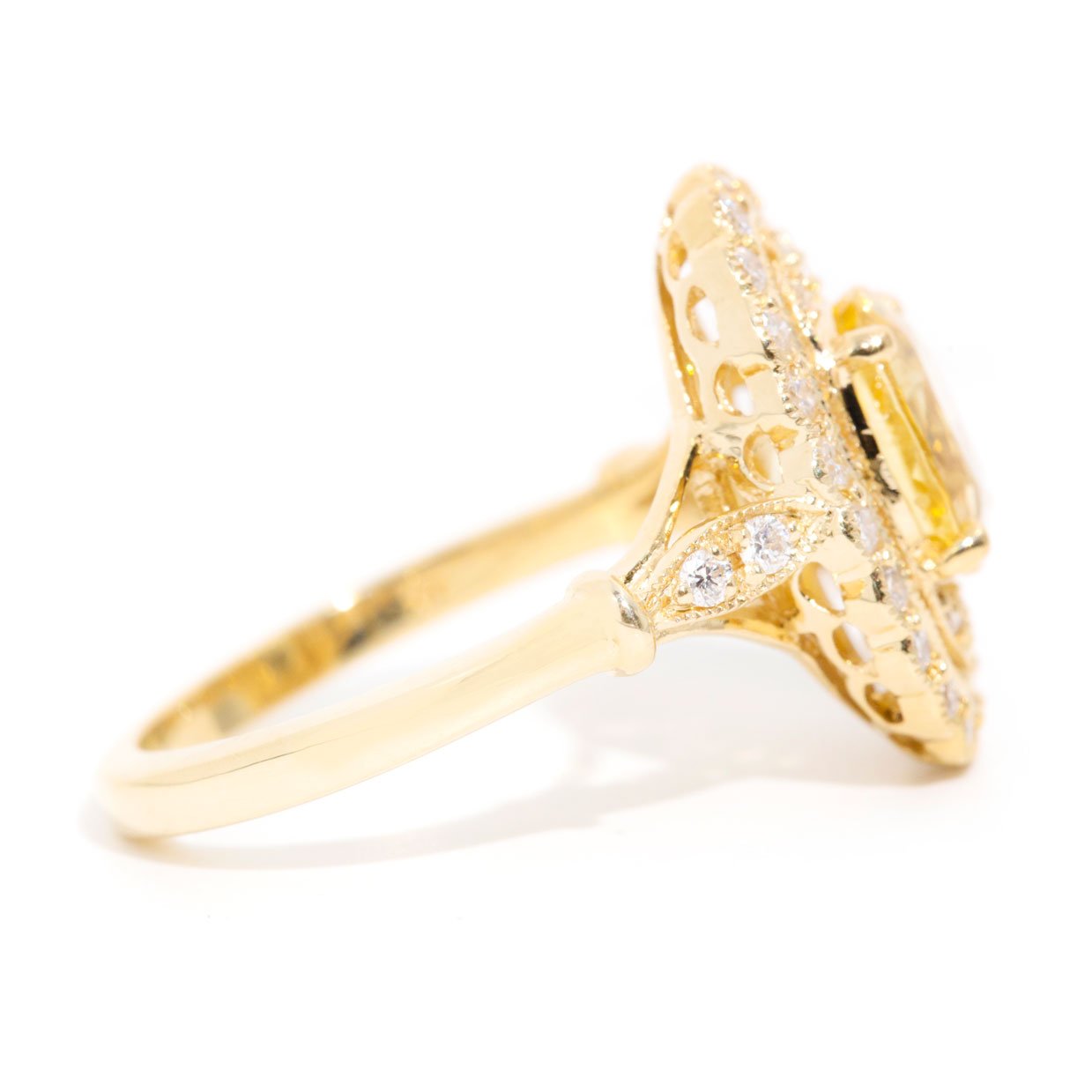 Olympia xxxx Oval Yellow Sapphire and Diamond Halo Ring Rings Imperial Jewellery 