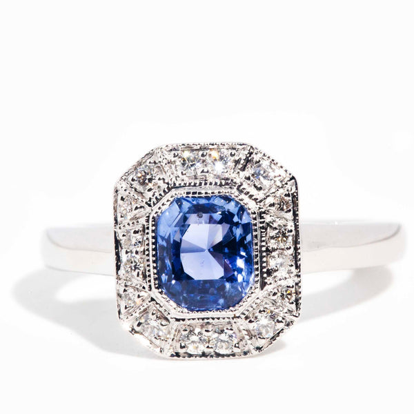 Opal 18ct White Gold Diamond & Sapphire Halo Ring* SIZE Gemmo $ Rings Imperial Jewellery Imperial Jewellery - Hamilton 