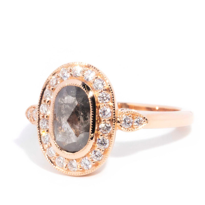 Ophelia 1.13 Carat Salt & Pepper Diamond Halo Cluster Ring Rings Imperial Jewellery 