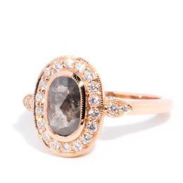 Ophelia 1.13 Carat Salt & Pepper Diamond Halo Cluster Ring Rings Imperial Jewellery 
