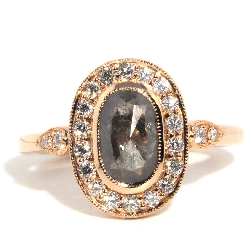 Ophelia 1.13 Carat Salt & Pepper Diamond Halo Cluster Ring Rings Imperial Jewellery 