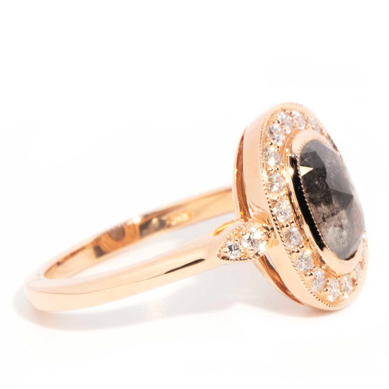 Ophelia 1.13 Carat Salt & Pepper Diamond Halo Cluster Ring Rings Imperial Jewellery 