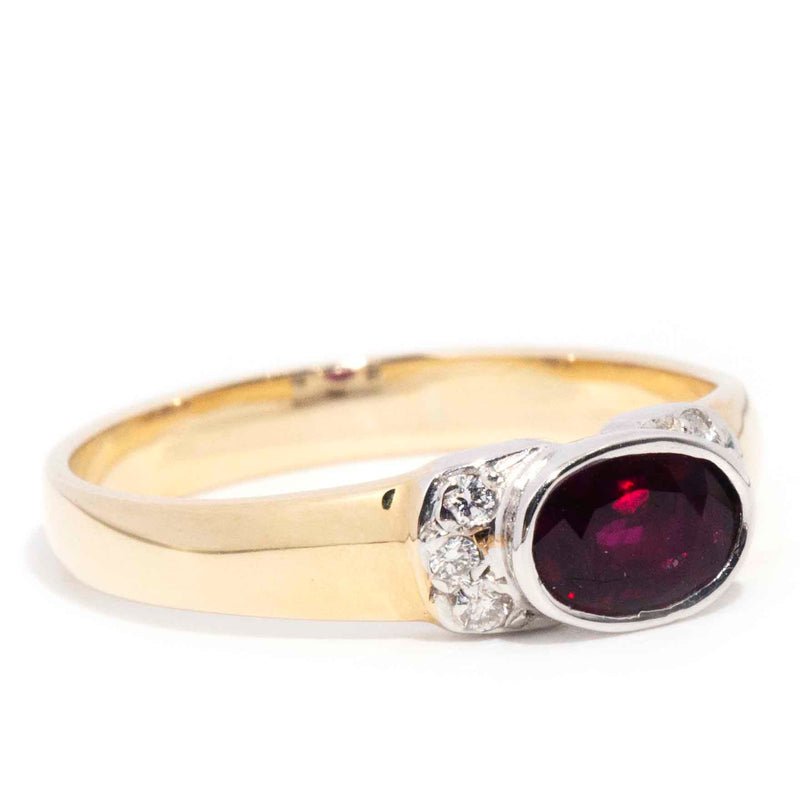 Ophelia 9ct Gold Rub Over Ruby & Diamond Ring* GTG Rings Imperial Jewellery 