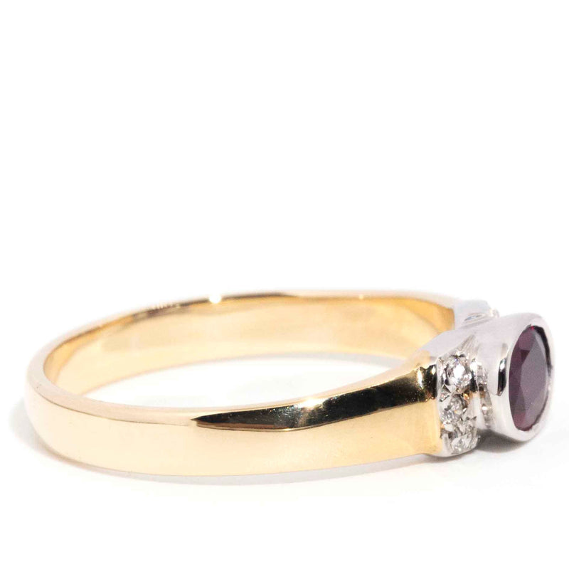 Ophelia 9ct Gold Rub Over Ruby & Diamond Ring* GTG Rings Imperial Jewellery 