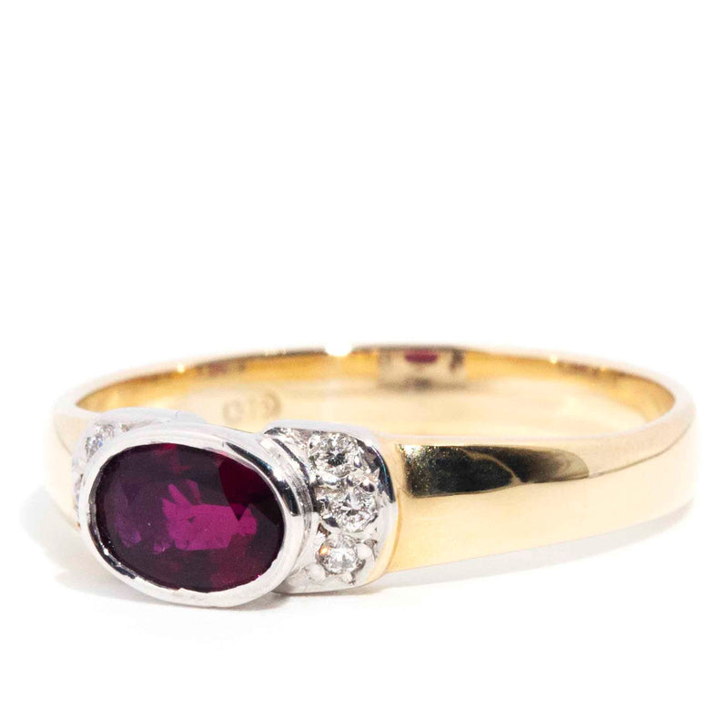 Ophelia 9ct Gold Rub Over Ruby & Diamond Ring* GTG Rings Imperial Jewellery 