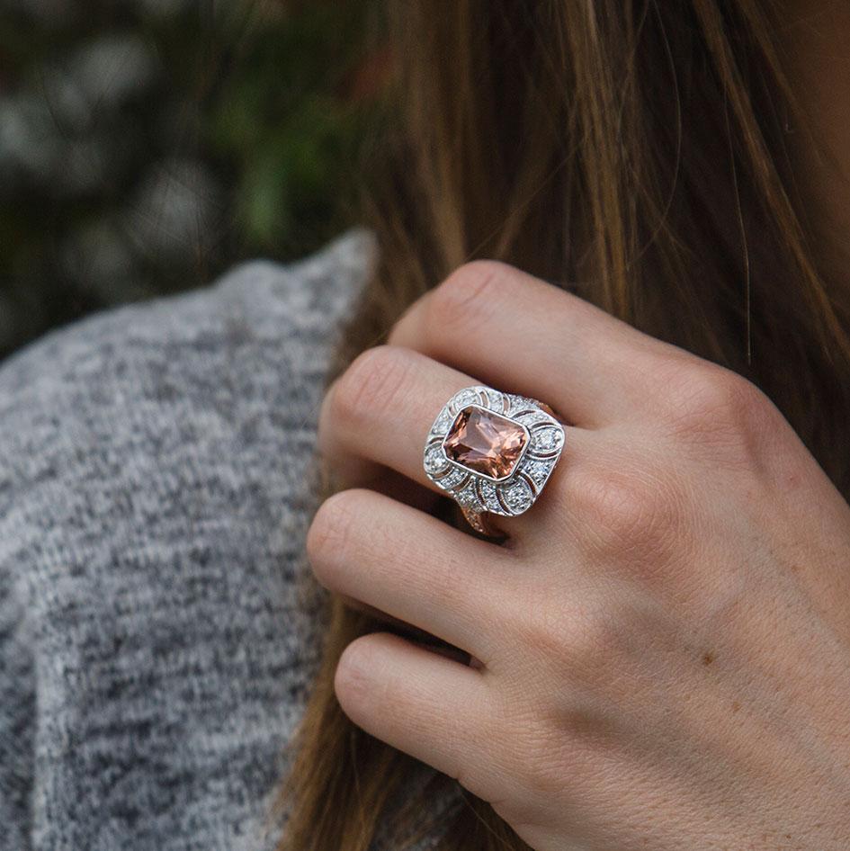 Morganite and Diamond Ring