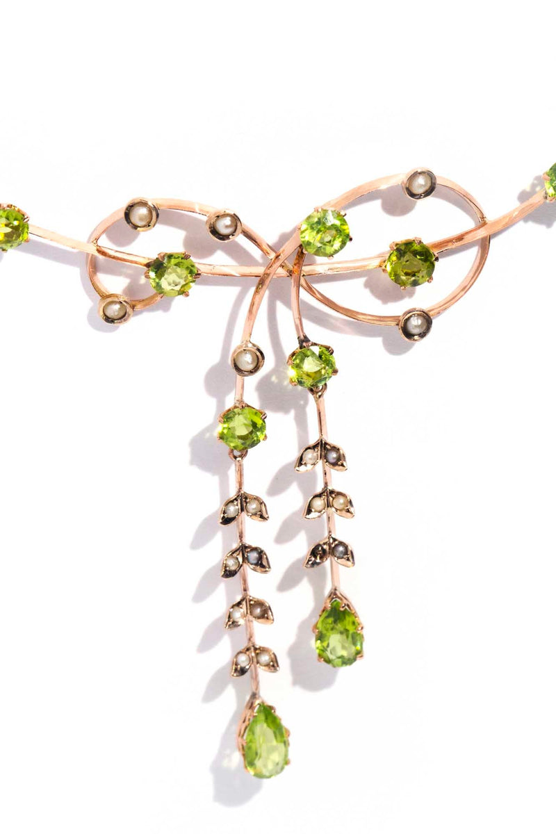 Estate Collection Yellow Gold Peridot and Pearl Necklace | Lee Michaels  Fine Jewelry