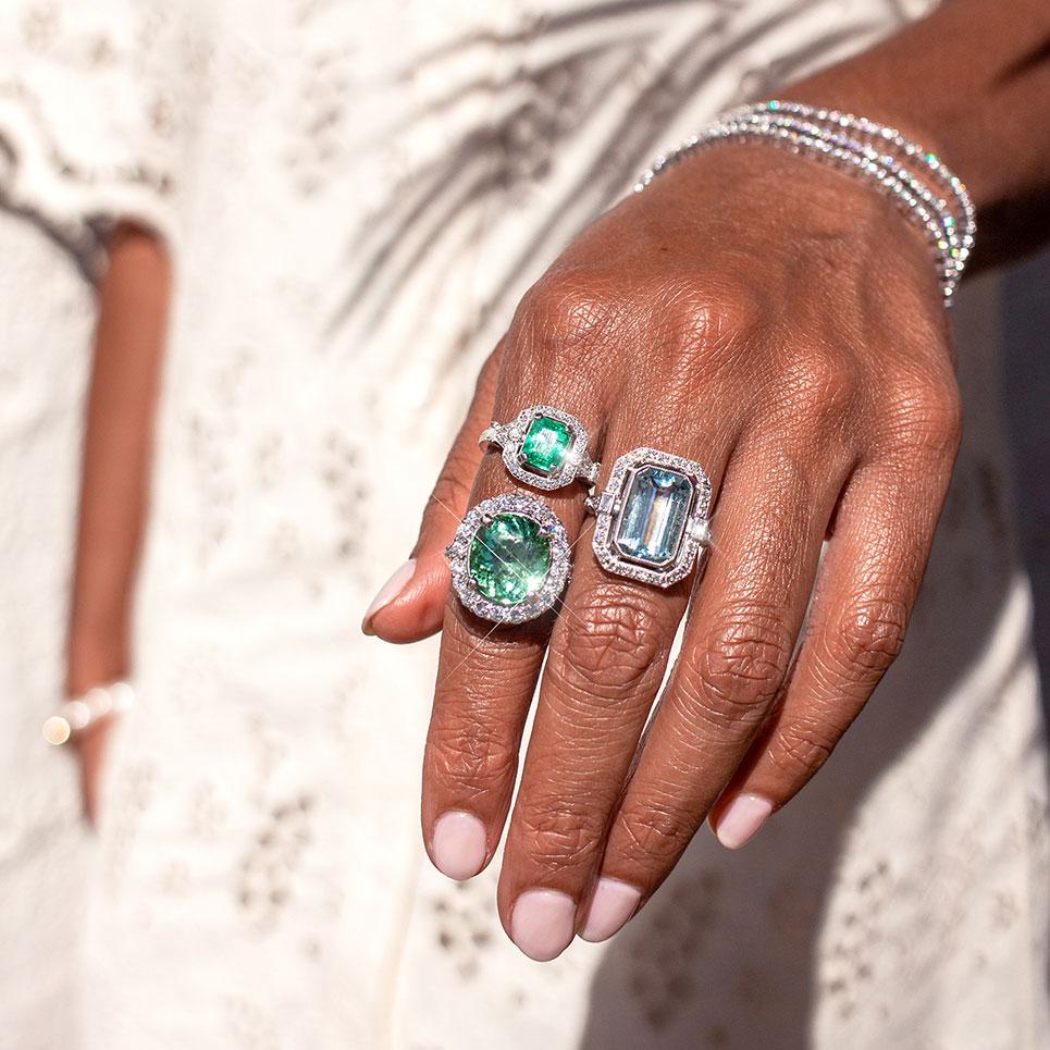 Paris 10.29 Carat Oval Green Tourmaline Diamond Halo Ring Rings Imperial Jewellery - Auctions, Antique, Vintage & Estate