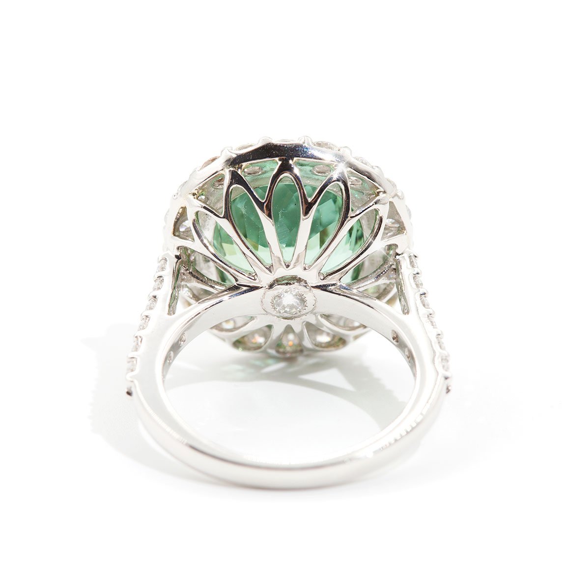 Paris Oval Tourmaline Diamond Halo Ring Rings Imperial Jewellery - Auctions, Antique, Vintage & Estate 