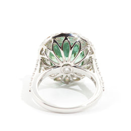 Paris Oval Tourmaline Diamond Halo Ring Rings Imperial Jewellery - Auctions, Antique, Vintage & Estate 