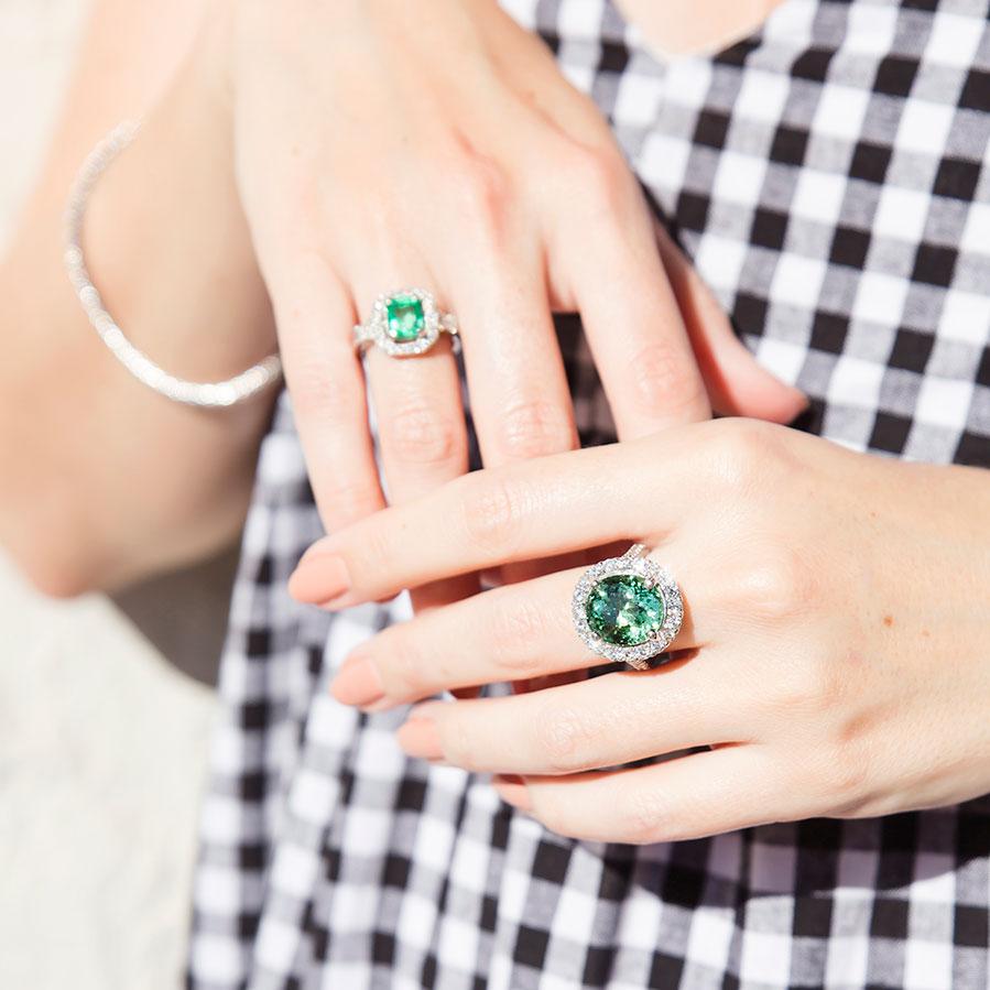 Paris Oval Tourmaline Diamond Halo Ring Rings Imperial Jewellery - Auctions, Antique, Vintage & Estate 