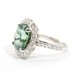 Paris Oval Tourmaline Diamond Halo Ring Rings Imperial Jewellery - Auctions, Antique, Vintage & Estate 