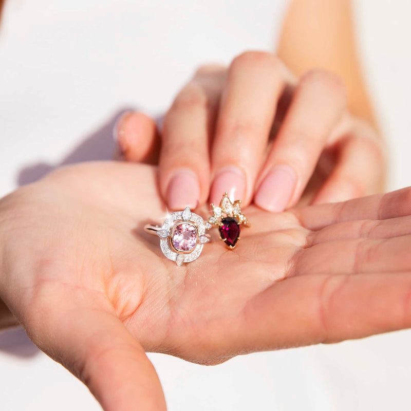 Peony 18ct Gold Pink Spinel & Diamond Handmade Cluster Ring* GTG Rings Imperial Jewellery 