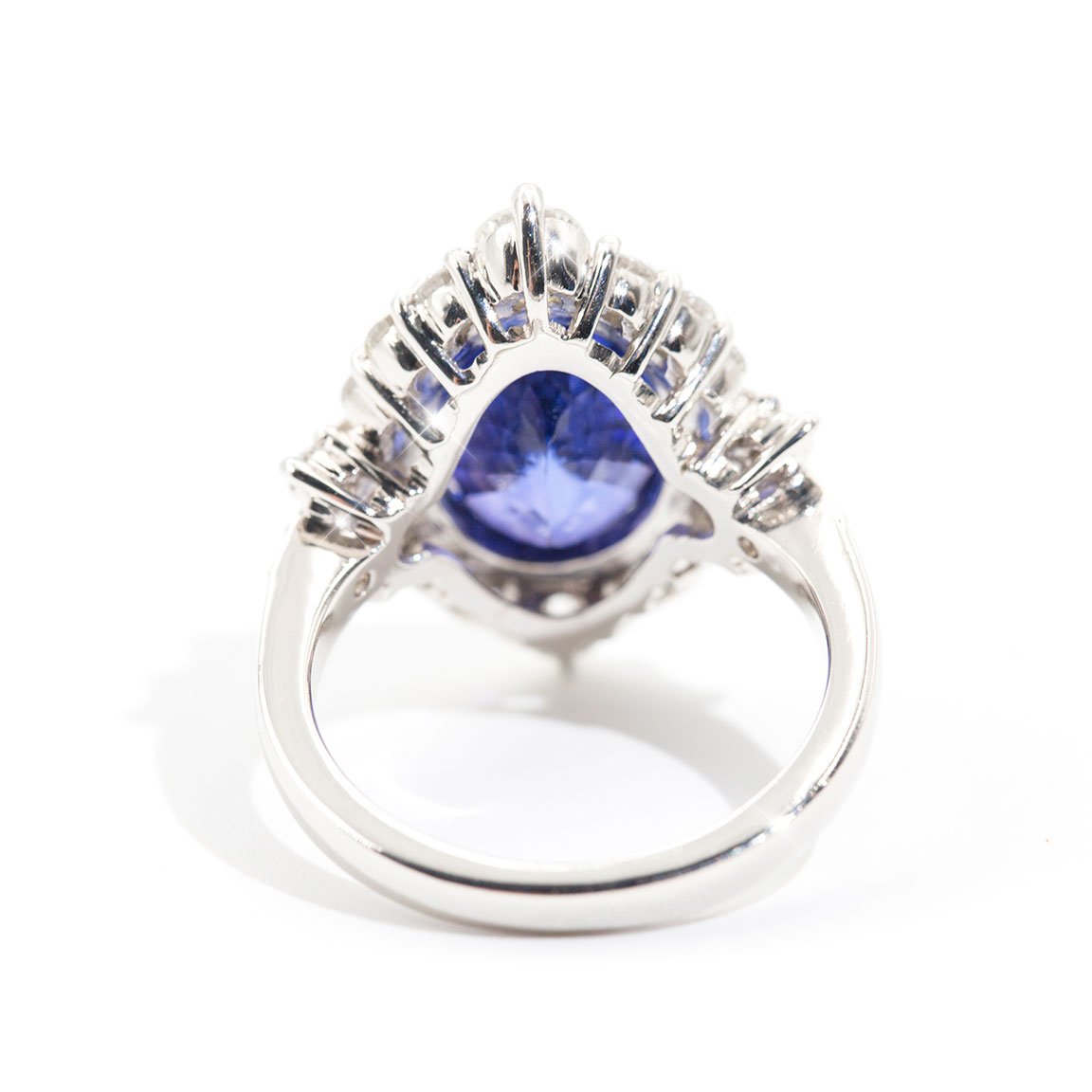 Persia Platinum Tanzanite and Diamond Halo Ring Rings Imperial Jewellery - Auctions, Antique, Vintage & Estate 