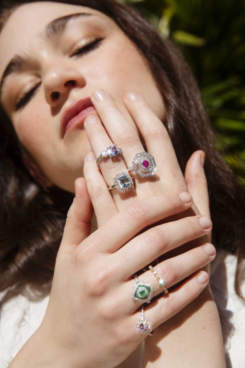 Persida 1.96 Carat Sapphire & Diamond Platinum Trilogy Ring Rings Imperial Jewellery 