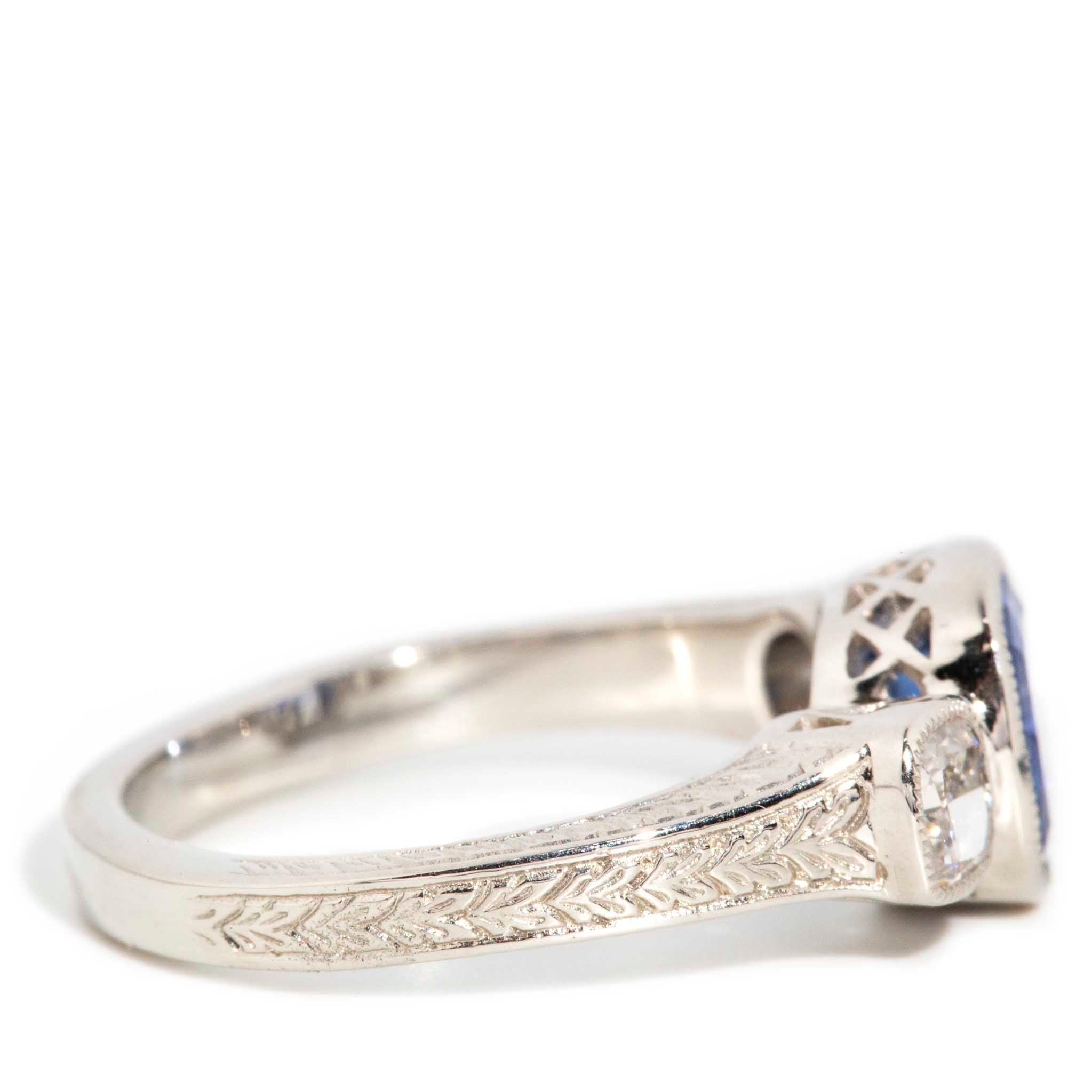 Persida 1.96 Carat Sapphire & Diamond Platinum Trilogy Ring Rings Imperial Jewellery 