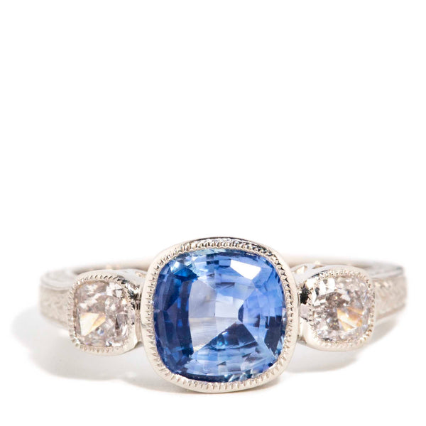 Persida 1.96 Carat Sapphire & Diamond Platinum Trilogy Ring Rings Imperial Jewellery Imperial Jewellery - Hamilton 