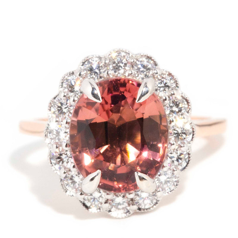 Peru Oval Pink Tourmaline & Diamond 18ct Gold Ring Rings Imperial Jewellery Imperial Jewellery - Hamilton 