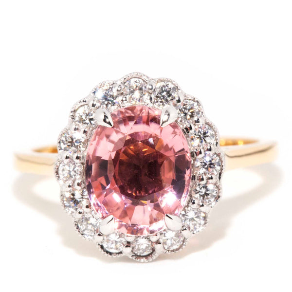 Peru Petite Oval Pink Tourmaline & Diamond 18ct Gold Ring* GTG Rings Imperial Jewellery Imperial Jewellery - Hamilton 