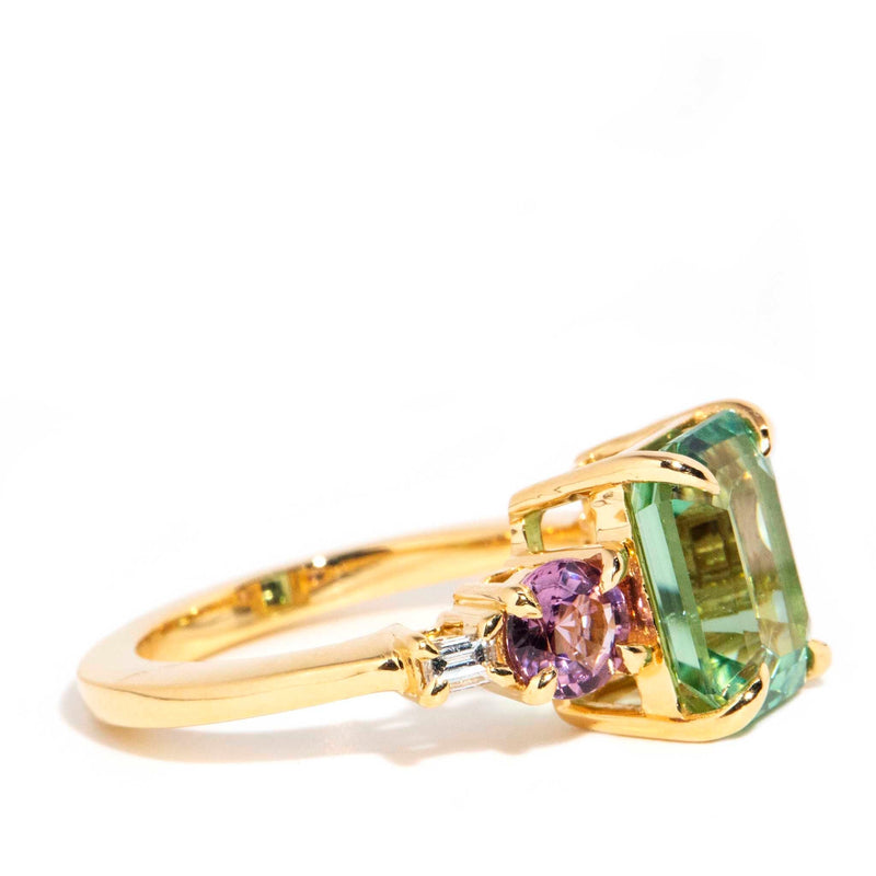 Petula Green Tourmaline Spinel Diamond Ring 18ct Gold Rings Imperial Jewellery 
