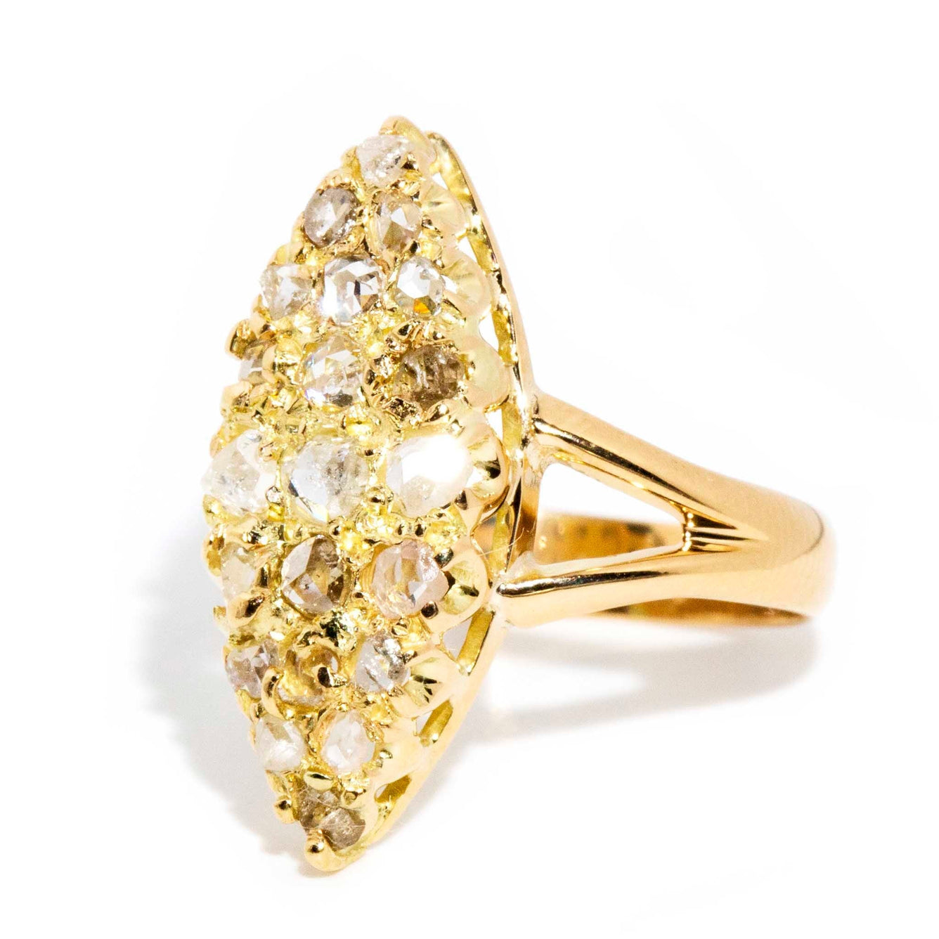 Petunia 1940s Diamond Marquise Cluster Ring 18ct Yellow Gold* GTG Rings Imperial Jewellery 