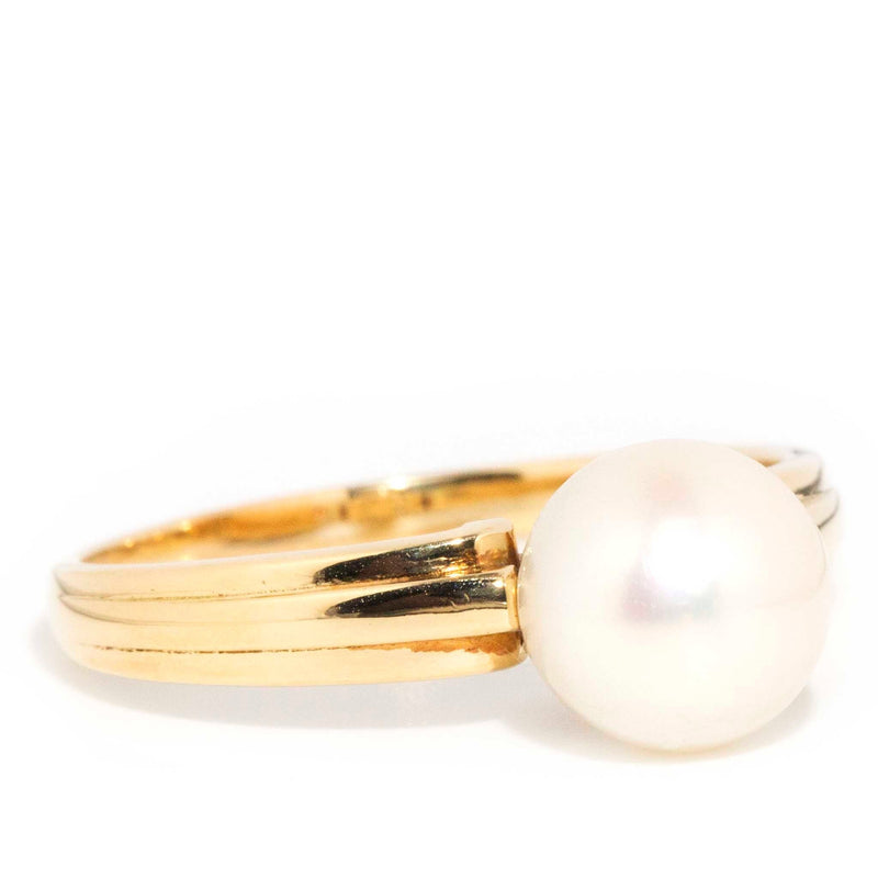 Phoebe Circa 1970s Pearl Grooved Ring* GTG Rings Imperial Jewellery 