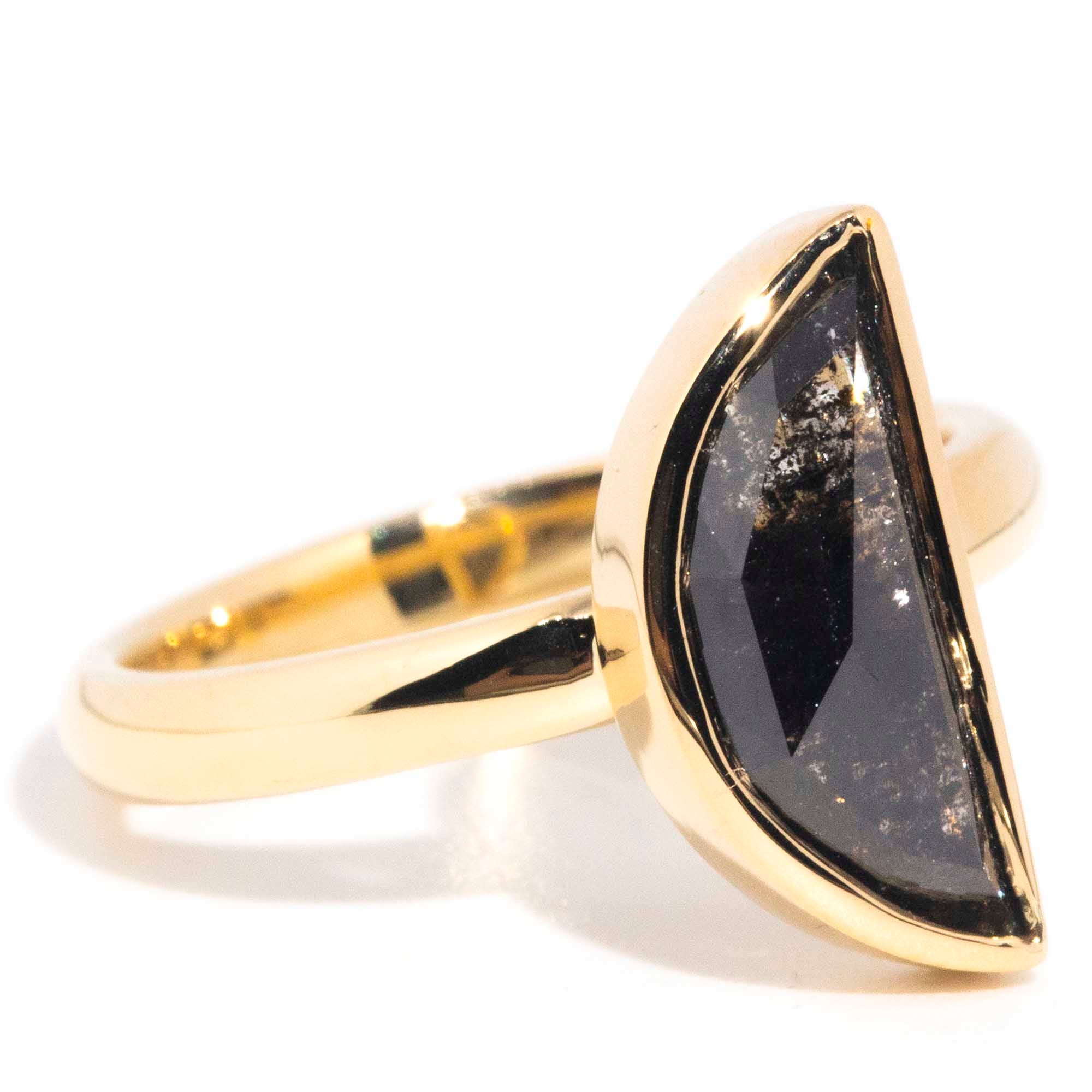 Piper 18ct Yellow Gold Half Moon Shaped Black Diamond Ring* LB OB Gemmo $ Rings Imperial Jewellery