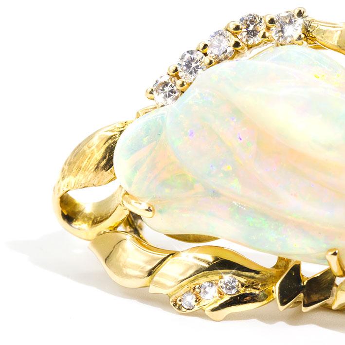 Piper Carved Opal Vintage Pendant & Brooch Brooch Imperial Jewellery - Auctions, Antique, Vintage & Estate 