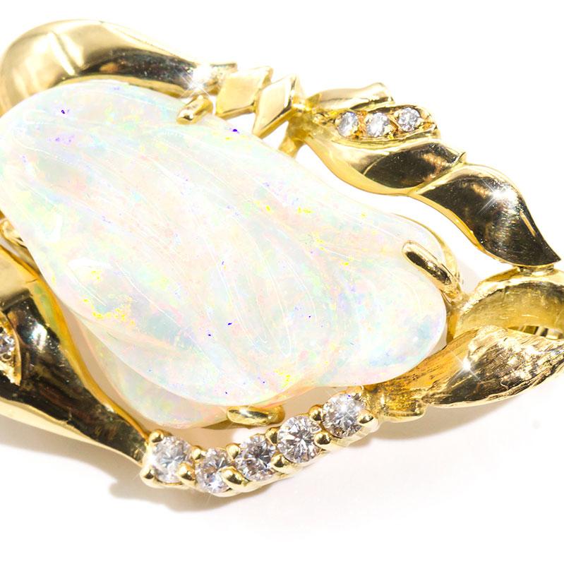 Piper Carved Opal Vintage Pendant & Brooch Brooch Imperial Jewellery - Auctions, Antique, Vintage & Estate 