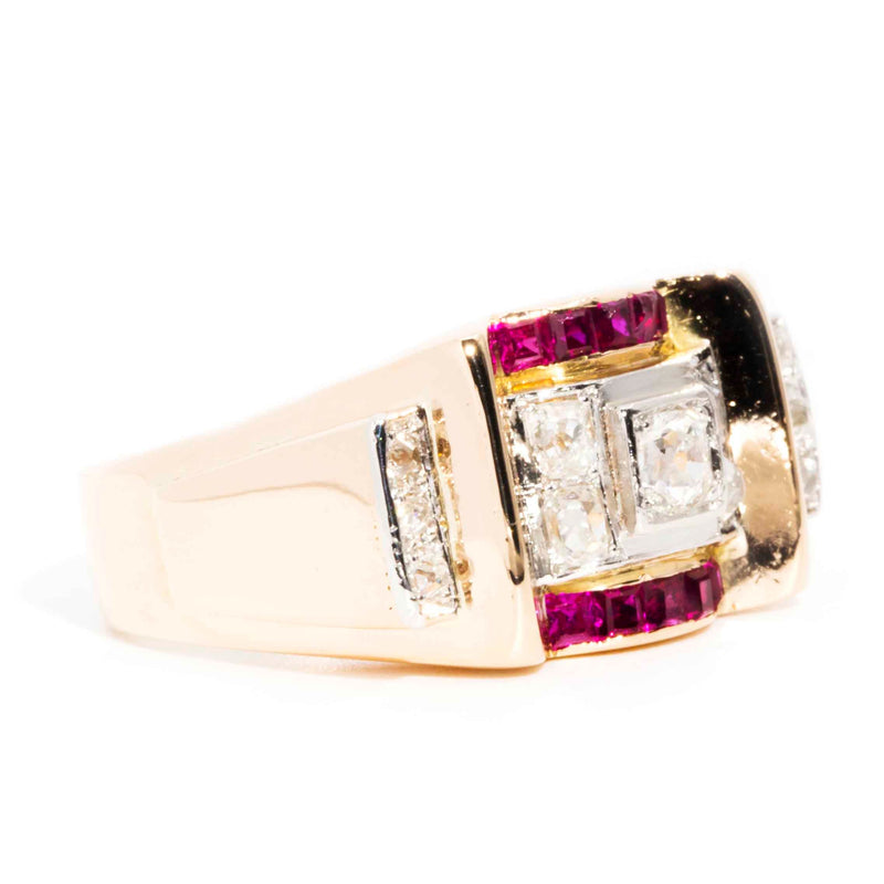 Pippa 18ct Gold Ruby & Diamond 1930s Art Deco Ring* OB $ Rings Imperial Jewellery