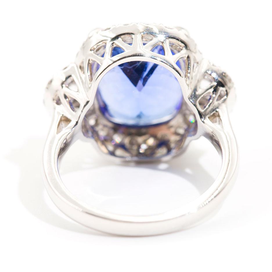 Prague 9.23 Carat Tanzanite Diamond Platinum Halo Ring Rings Imperial Jewellery - Auctions, Antique, Vintage & Estate