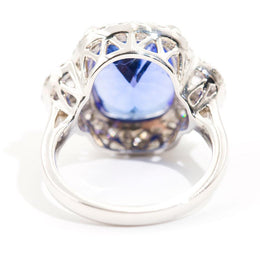 Prague 9.23 Carat Tanzanite Diamond Platinum Halo Ring Rings Imperial Jewellery - Auctions, Antique, Vintage & Estate
