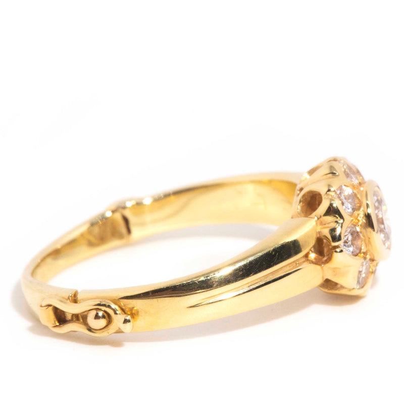 Presley Vintage 14ct Gold Hinged Diamond Flower Cluster Ring* Gemmo $ Rings Imperial Jewellery 