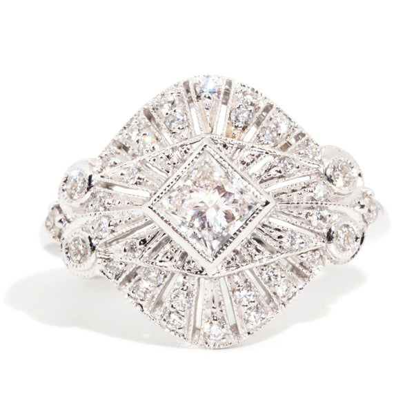 Priscilla Certified Princess Cut Diamond Cluster Art Deco Ring Rings Imperial Jewellery Imperial Jewellery - Hamilton 