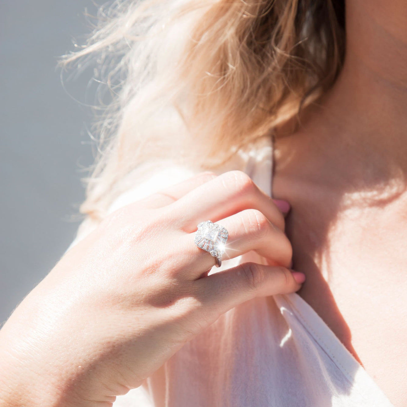 Priscilla Certified Princess Cut Diamond Cluster Art Deco Ring (SARINA CHECK) Rings Imperial Jewellery 