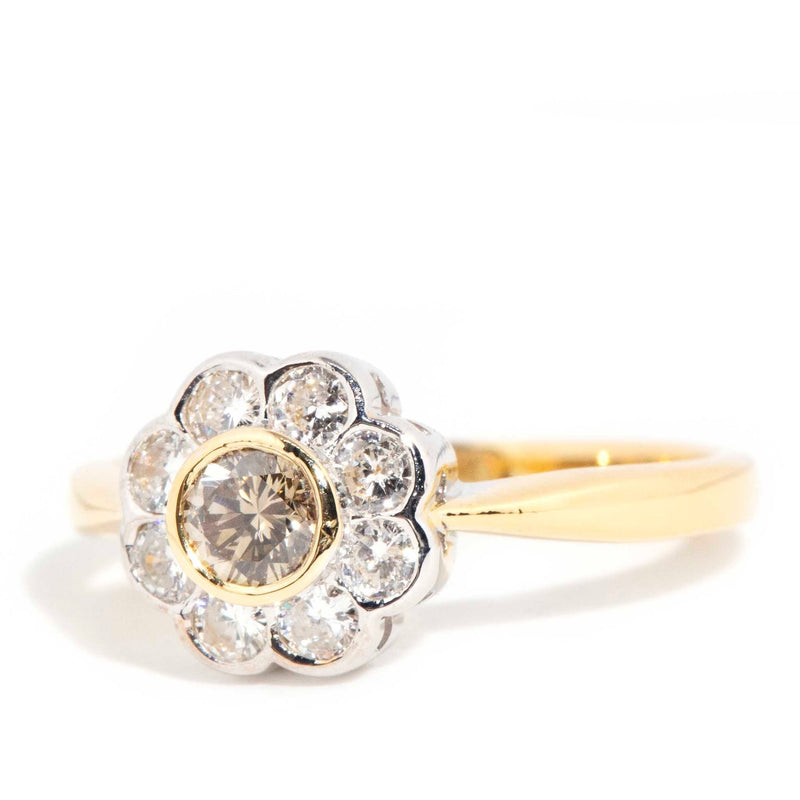 Queenie 18ct Gold Cognac Diamond Daisy Ring Rings Imperial Jewellery 
