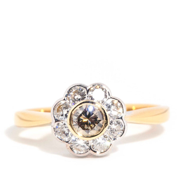 Queenie 18ct Gold Cognac Diamond Daisy Ring Rings Imperial Jewellery Imperial Jewellery - Hamilton 