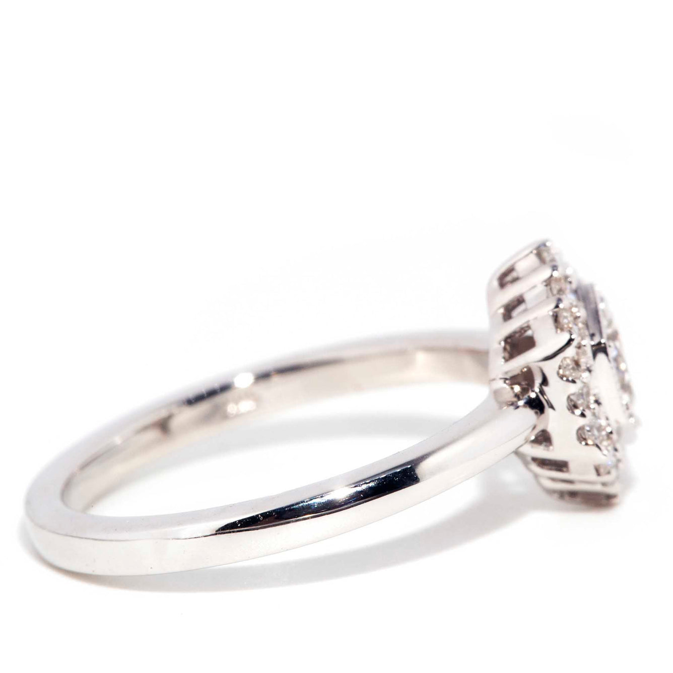 QUINN Contemporary 18ct White Gold Diamond Hexagonal Halo Ring* OB Gemmo $ Rings Imperial Jewellery 