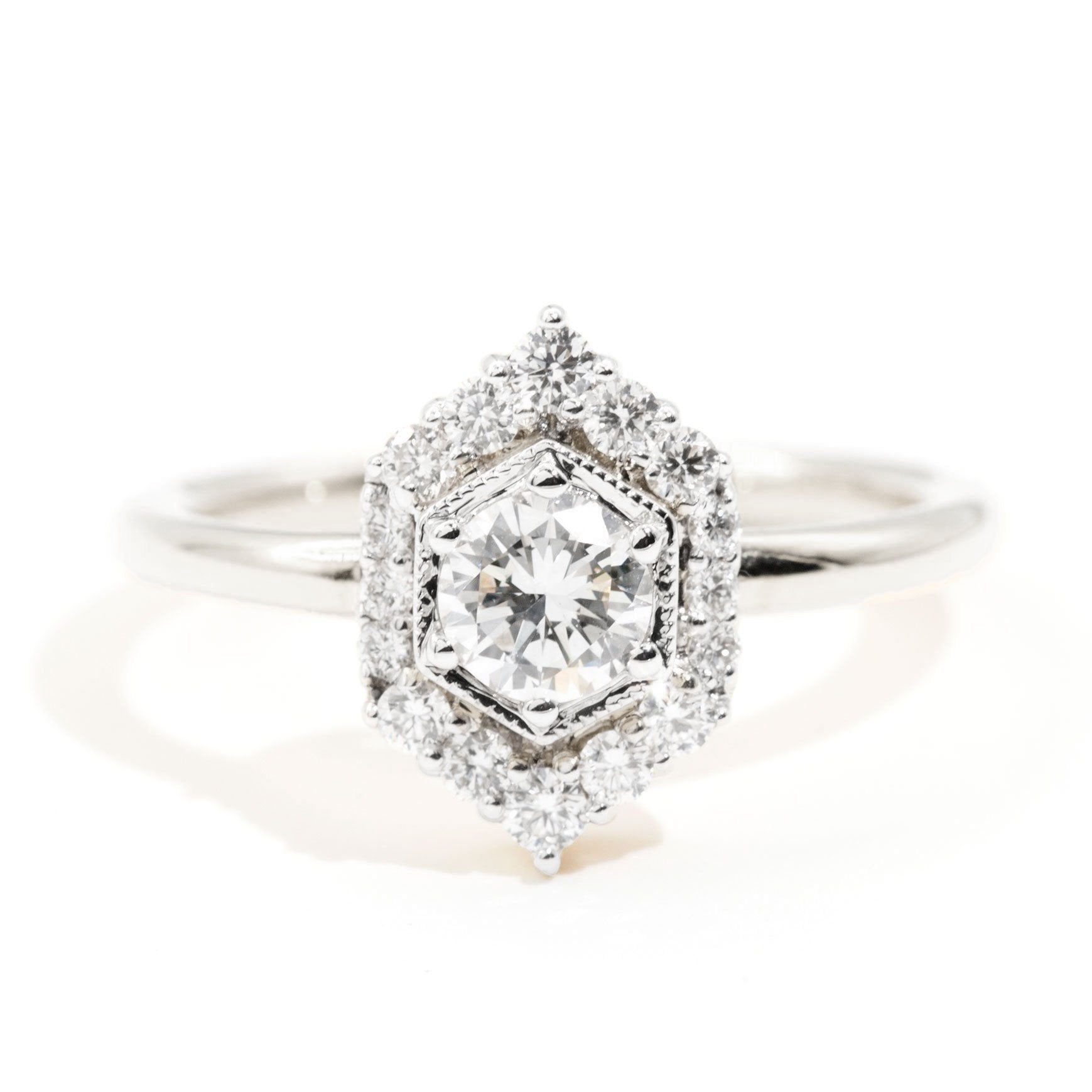 Quinn Diamond Halo Vintage Engagement Ring Ring Imperial Jewellery 