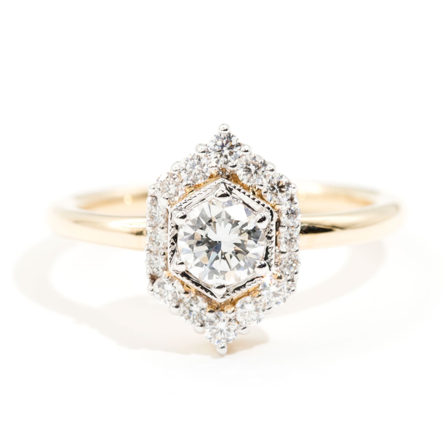 Quinn Diamond Halo Vintage Engagement Ring Rings Imperial Jewellery - Auctions, Antique, Vintage & Estate 