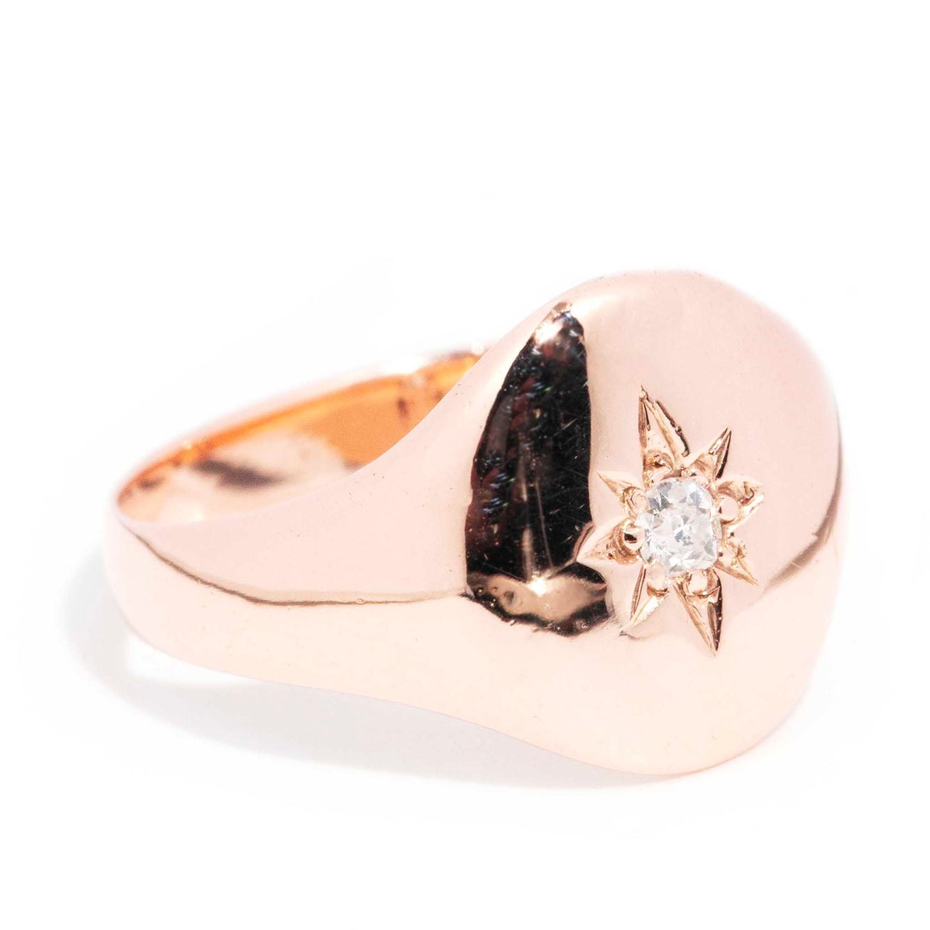 Rasima 9ct Rose Gold Star Set Diamond Signet Ring Rings Imperial Jewellery 