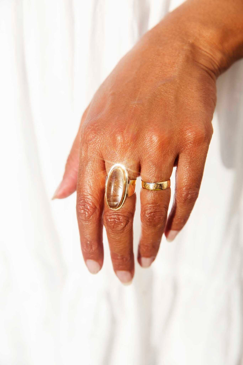 Regan 1970s Rutilated Quartz Ring 9ct Gold Rings Imperial Jewellery 