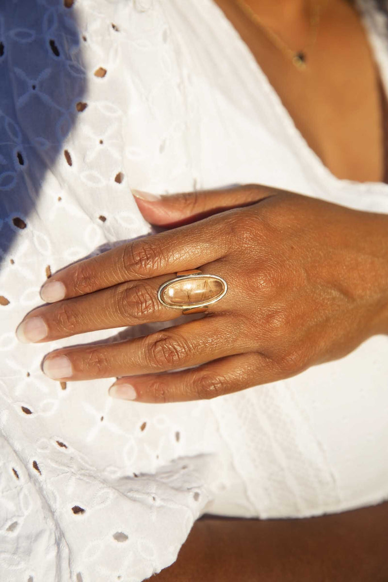 Regan 1970s Rutilated Quartz Ring 9ct Gold Rings Imperial Jewellery 
