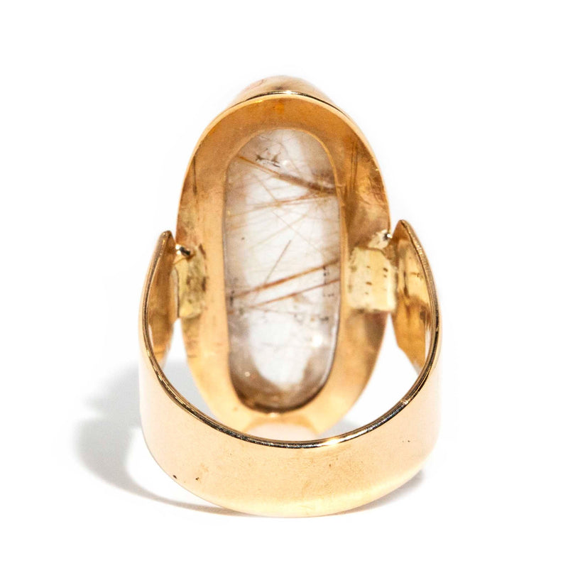 Regan 1970s Rutilated Quartz Ring 9ct Gold Rings Imperial Jewellery 