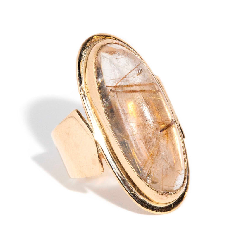 Regan 1970s Rutilated Quartz Ring 9ct Gold Rings Imperial Jewellery 
