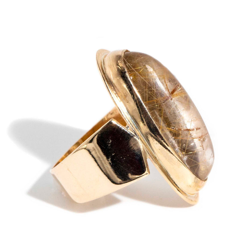 Regan 1970s Rutilated Quartz Ring 9ct Gold Rings Imperial Jewellery 
