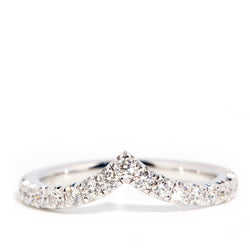 Contemporary 9 Carat White Gold Brilliant Diamond Chevron Band