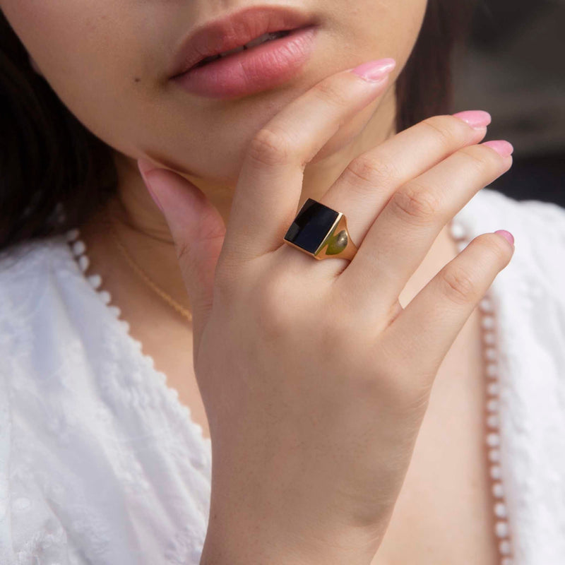 Rodney 9ct Gold Rectangular Onyx Signet Ring Rings Imperial Jewellery 